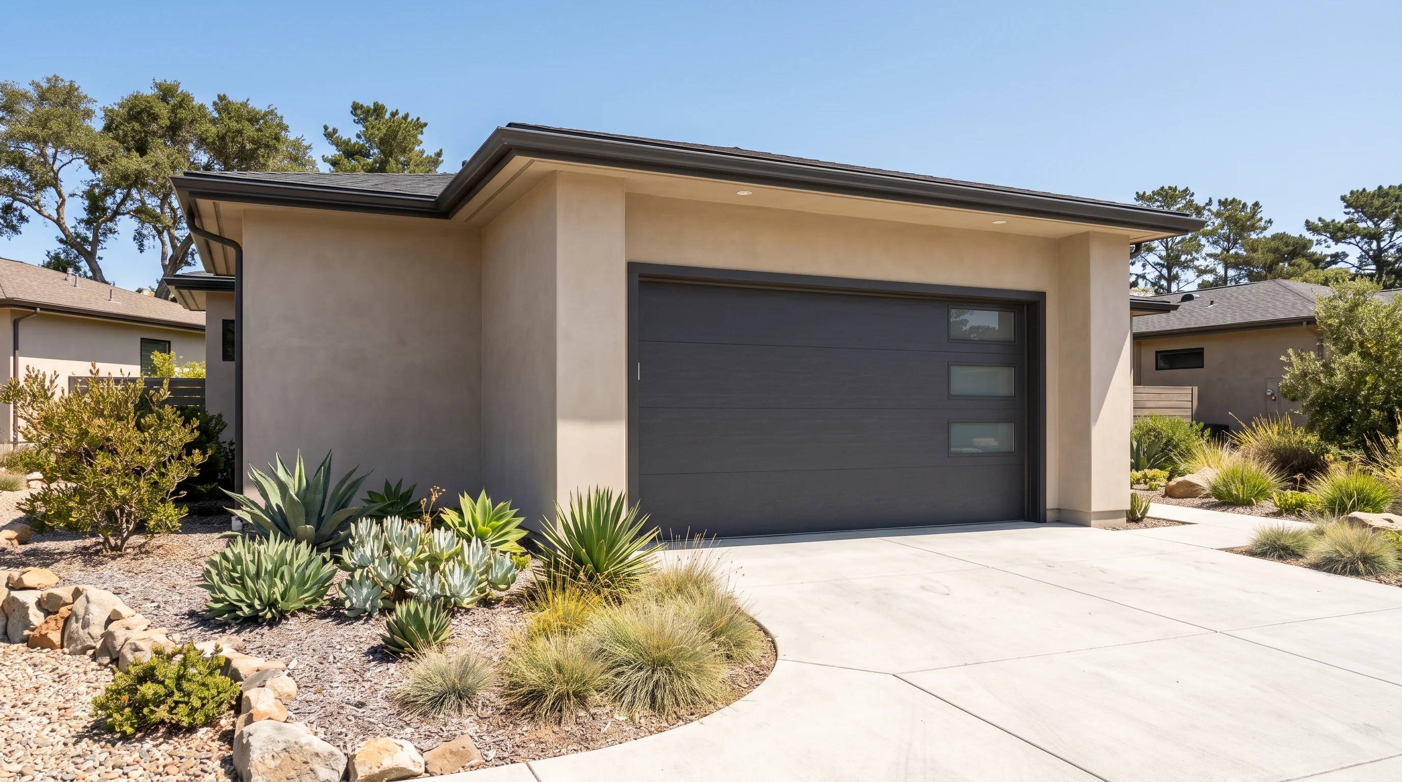 Finished modern garage door installation